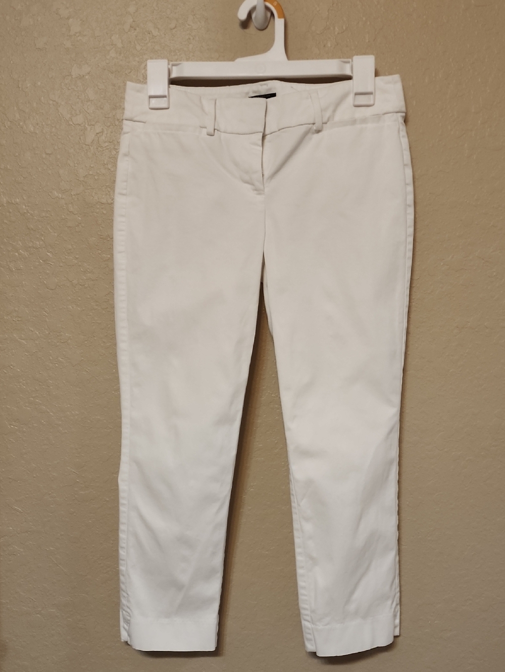 Ann Taylor Factory White Cropped Straight-Leg Pants